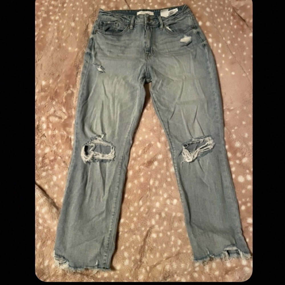 Eunina High Rise Straight Crop Mom Jeans